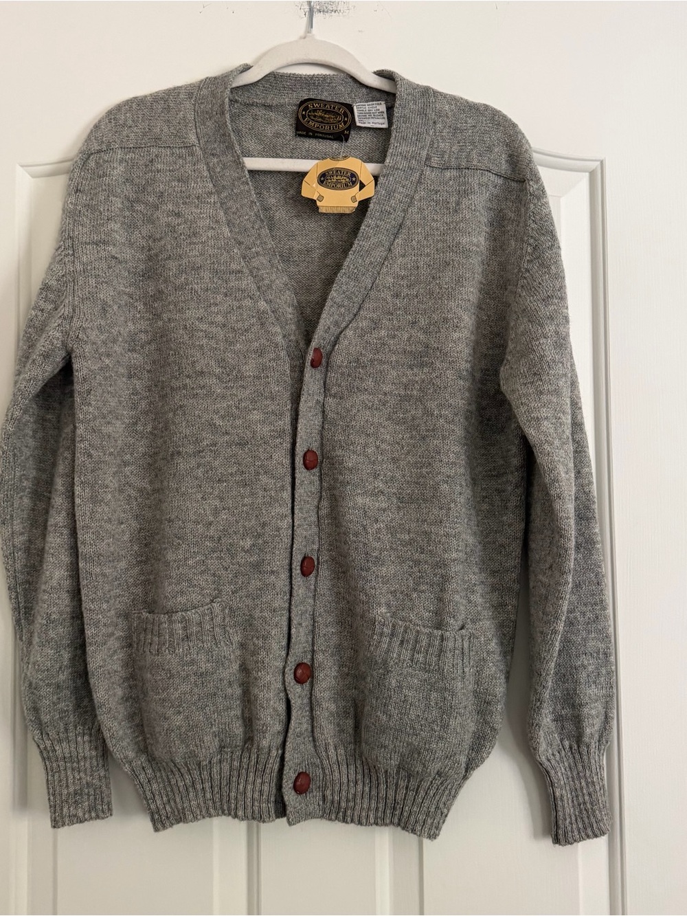 NWT Vintage Sweater Emporium 70% Wool Gray Grandpa Cardigan Made in Portugal